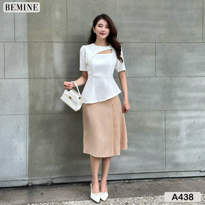 Áo kiểu peplum đắp chéo cut out A438 Tôn dáng, thời thượng và đầy cuốn hút