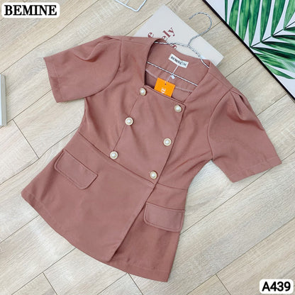 Áo kiểu peplum cổ vuông đính cúc A439 Tôn dáng và thanh lịch