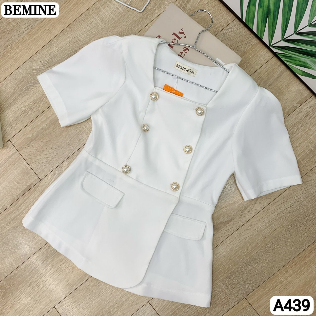 Áo kiểu peplum cổ vuông đính cúc A439 Tôn dáng và thanh lịch