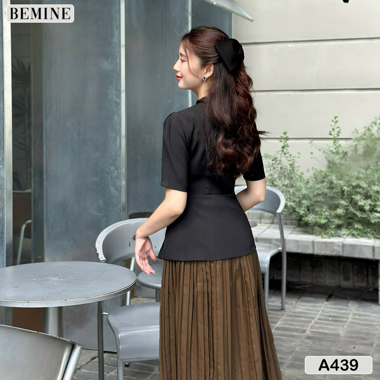 Áo kiểu peplum cổ vuông đính cúc A439 Tôn dáng và thanh lịch