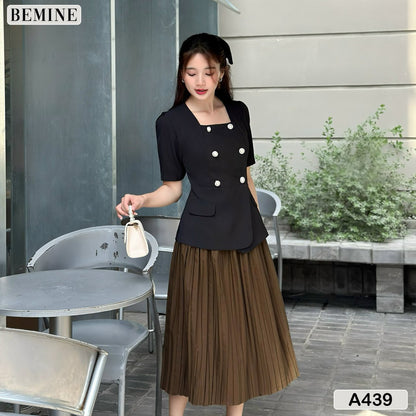 Áo kiểu peplum cổ vuông đính cúc A439 Tôn dáng và thanh lịch