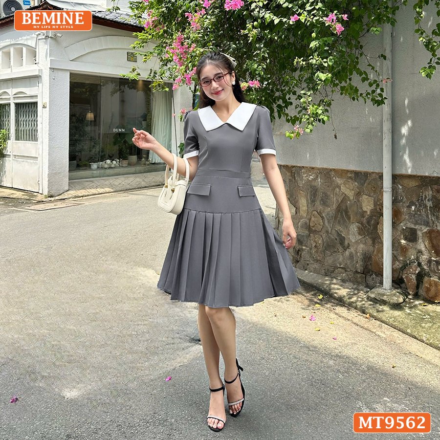 Đầm thiết kế BEMINE cổ phối tùng xếp ly MT9562 Tinh hoa thời trang công sở