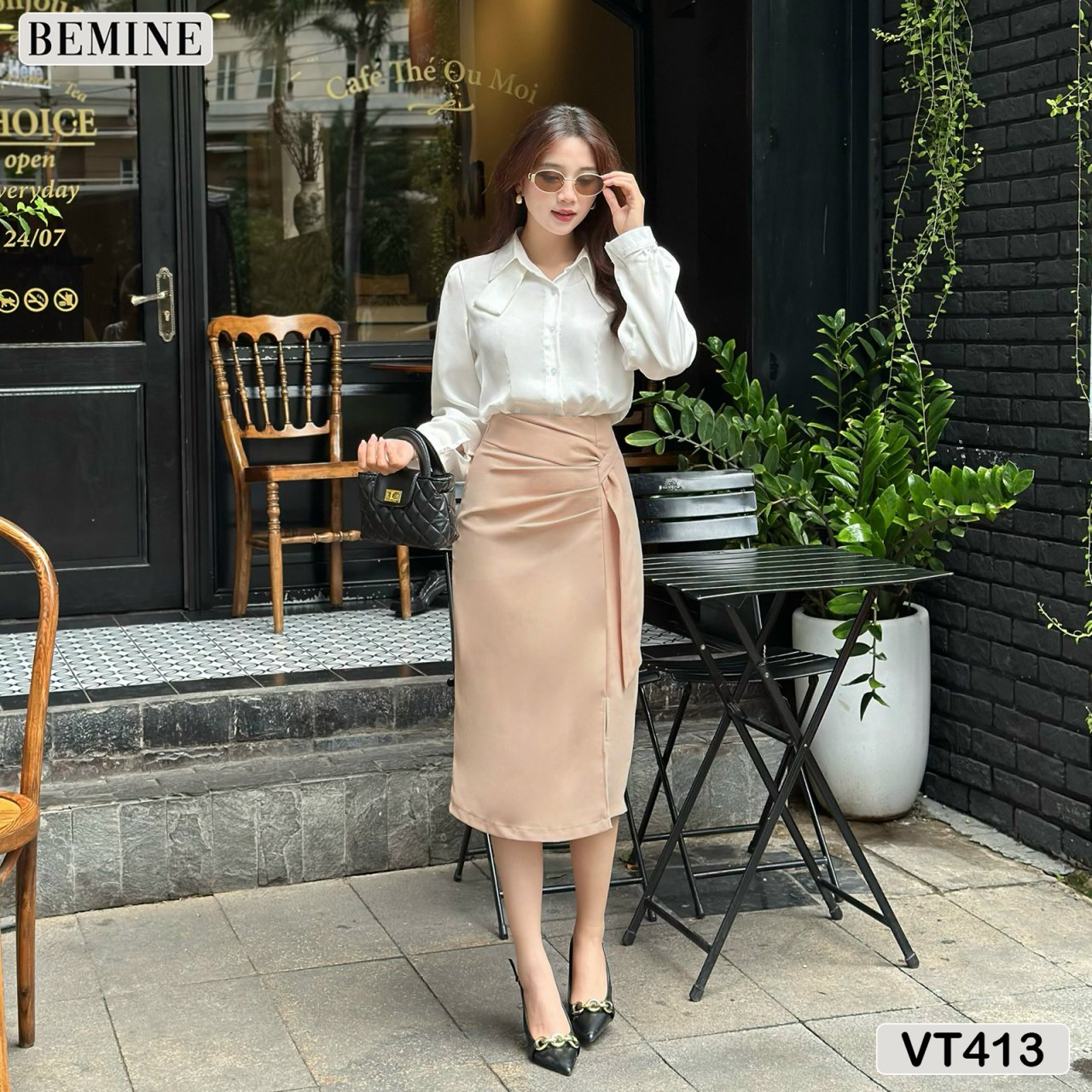 Chân váy eo kiểu xẻ tà BEMINE VT413